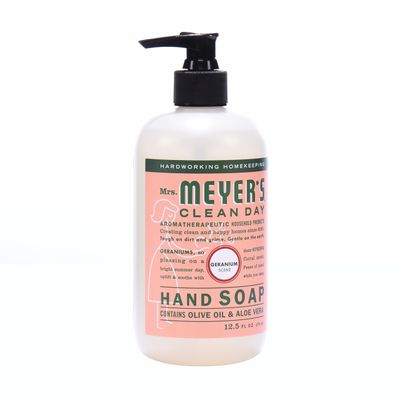MRS. MEYER'S CLEAN DAY Hand Soap, Made with Essential Oils, Biodegradable Formula, Geranium, 12.5 fl. oz - Pack of 6