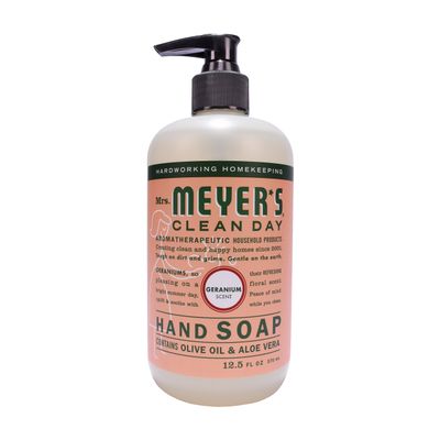 MRS. MEYER&#39;S CLEAN DAY Hand Soap, Made with Essential Oils, Biodegradable Formula, Geranium, 12.5 fl. oz - Pack of 6