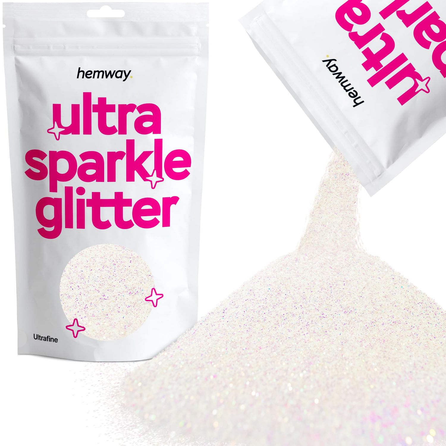 Hemway Premium Ultra Sparkle Glitter Multi Purpose Metallic Flake for Arts Crafts Nails Cosmetics Resin Festival Face Hair - Mother of Pearl Iridescent - Ultrafine (1/128&quot; 0.008&quot; 0.2mm) 100g / 3.5oz