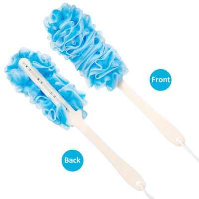 Arswin Lufa Back Scrubber for Shower, Anti-Slip Long Handle Bath Sponge Shower Brush, Soft Nylon Mesh Back Cleaner Washer, Loofah on a Stick Body Brush for Women&amp;Men (Blue)