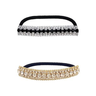 Ruihfas 2Pcs Luxury Rhinestone Elastic Hair Ties Headband Crystal Hair Rings Ropes Accessories for Women Girls