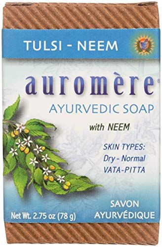 Auromere Ayurvedic Bar Soap, Tulsi Neem - Eco Friendly, Handmade, Vegan, Cruelty Free, Natural, Non GMO (2.75 oz), 1 pack