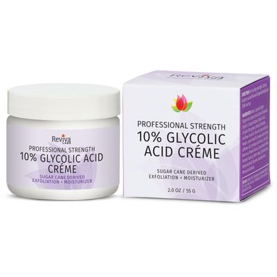 10% Glycolic Acid Creme Daily Moisturizer | Reviva Labs | Natural sugar cane derived Alpha Hydroxy Acid (AHA) cream delivers gentle exfoliation