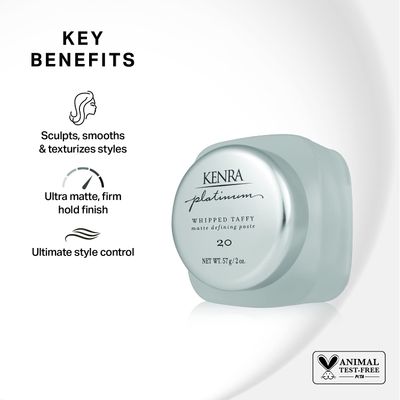 Kenra Platinum Whipped Taffy 20 | Matte Defining Paste | Delivers An Ultra-Matte, Firm Hold Finish | Sculpts, Smooths &amp; Texturizes Styles | All Hair Types | 2fl. Oz
