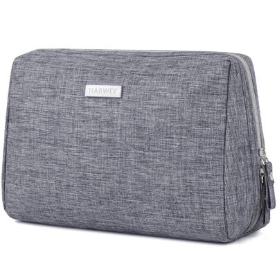 Narwey Makeup Bag Travel Cosmetic Bag Organizer Toiletry Bag Make Up Bags with Compartments for Women Girls (Large, Grey)