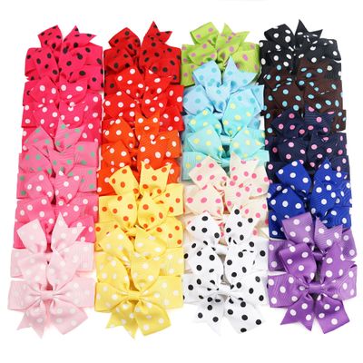 CLLOT 40Pcs 3.5 Inch Boutique Grosgrain Ribbon Pinwheel Hair Bows Alligator Clips For Girls Toddlers Hair Accessories Teens Gifts In Pairs (Polka Dot)