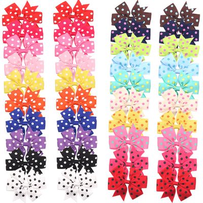 CLLOT 40Pcs 3.5 Inch Boutique Grosgrain Ribbon Pinwheel Hair Bows Alligator Clips For Girls Toddlers Hair Accessories Teens Gifts In Pairs (Polka Dot)