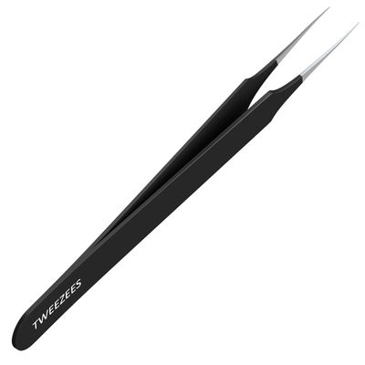 Ingrown Hair Tweezers | Pointed Tip | Black |Precision Stainless Steel | Extra Sharp and Perfectly Aligned for Ingrown Hair Treatment &amp; Splinter Removal For Men and Women | By Tweezees