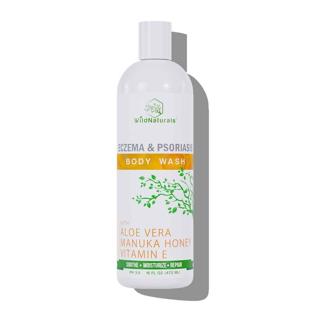 Wild Naturals Organic Body Wash - Moisturizing &amp; Exfoliating Wash for Sensitive, Dry, Itchy Skin - Hydrating Hypoallergenic Body Wash for Men &amp; Women