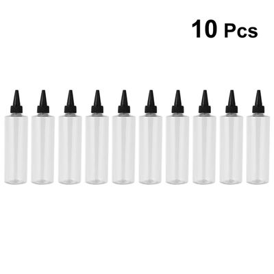Lurrose Hair Color Bottle Applicator,8 ounce Applicator Bottle for Hair,PET Plastic Refillable Squeeze Bottle with Twist Top Cap for Hair Dye Coloring- 10 Pack(Clear Bottle with Black Pointed Mouth)