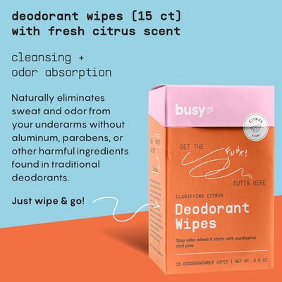Refresh Line Deodorant Wipes - 15ct Deodorant Wipes for Women with Zinc, Probiotics &amp; Prebiotics - Deodorant Wipes Individually Wrapped - Sweat Wipes to Naturally Cleanse Skin &amp; Remove Sweat &amp; Odor
