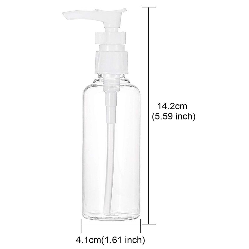 TecUnite 6 Pack Transparent Travel Bottles Pump Bottle Lotion Dispenser Bottle Set with Small Funnel for Flight, Airport, Holiday (White, 100 ml)