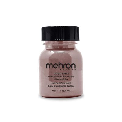 Mehron Makeup Liquid Latex | SFX Makeup | Halloween Latex Makeup | Latex Glue for Skin | Prosthetic Glue 1 fl oz (30 ml) (Dark Flesh)