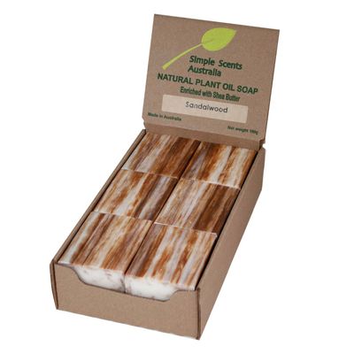 Sandalwood Scented Natural Soap Bars (12 Bars), 3.5oz Moisturizing French Triple Milled Soap Bars Enriched with Shea Butter - Pure Plant Oil Bath &amp; Body Soap Bars