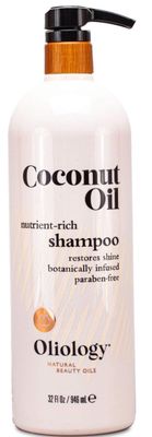 Oliology Coconut Oil Shampoo - Nutrient Rich Shampoo Restores Damaged &amp; Lifeless Hair | Botanically Infused | Provides Intense Shine | Nourishing | Made in USA, Paraben Free &amp; Cruelty Free (32 oz)