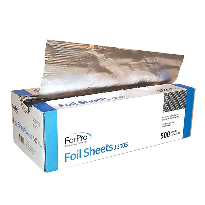 ForPro Professional Collection Embossed Foil Sheets 1200S, Aluminum Foil, Pop-Up Dispenser, for Hair Color Application and Highlighting Services, Food Safe, 12 W x 10.75 L, 500-Count