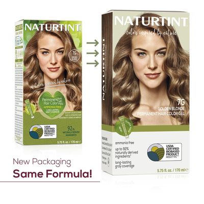 Naturtint 7G Golden Blonde Permanent Hair Color (Pack of 1), Ammonia Free, Vegan, Cruelty Free, up to 100% Gray Coverage, Long Lasting Results (Packaging may vary)