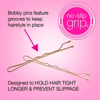Scunci by Conair No-Slip Grip bobby pins - bobby pins brown hair - hair accessories for women - Color Match Blonde &amp; Brunette - 48 Count