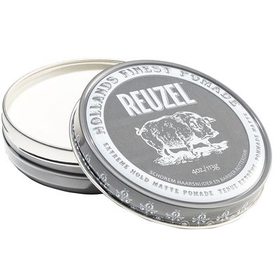 REUZEL Extreme Hold Matte Pomade, Strongest All Day Hold, Water Soluble Styling, No Shine &amp; Flake Free, Easy To Wash Out, For and Hairstyles, 4 oz