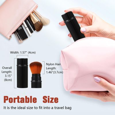 3PCS Retractable Makeup Brushes, Powder Foundation Kabuki Brush Travel Face Blush Brush with Cover for Concealer, Highlighter, Powder Cosmetics