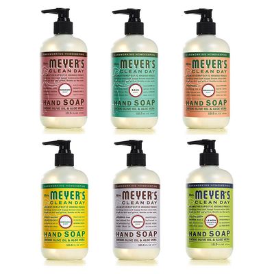 MRS. MEYER&#39;S CLEAN DAY hand soap Scent Variety Pack, Rosemary + Basil + Geranium + Honeysuckle + Lavender + Lemon Verbena