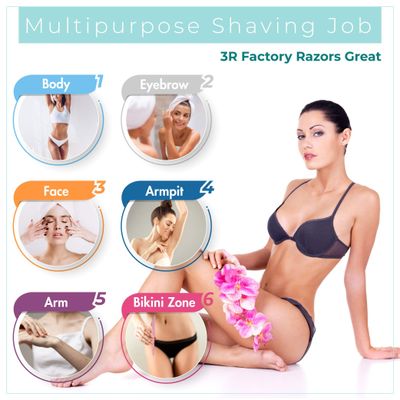 Women Face Shaver Peach Fuzz - 3R Factory Ladies Face Razor for Peach Fuz Shaver for Women, Lady Face Razor, Facial Shaver for Women Fine Hairs, Brow, Face &amp; Neck. Come with Safety Cover (Packs of 6)
