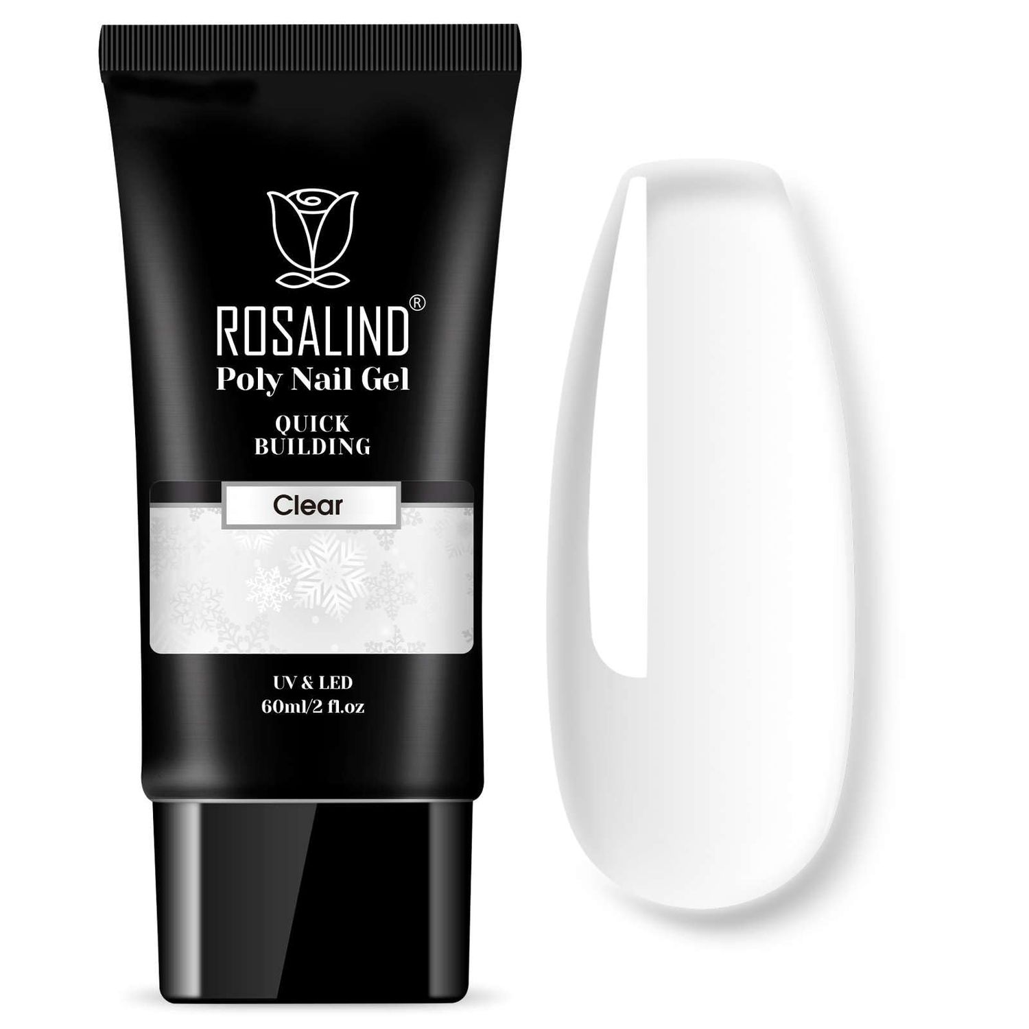 ROSALIND2 oz Clear Poly Nail Gel, Poly Extension Gel Nail Art Acrylic Extension, Clear Poly Nail Gel Tube Extension Spring Gel Nail Builder for Women as Easter Clear Poly Nail Gel