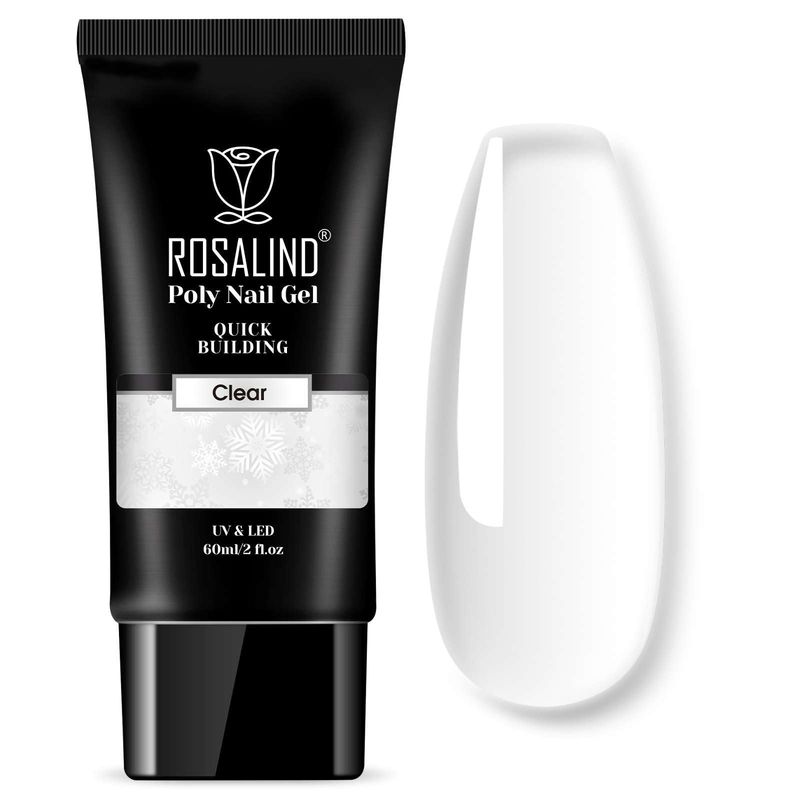 ROSALIND2 oz Clear Poly Nail Gel, Poly Extension Gel Nail Art Acrylic Extension, Clear Poly Nail Gel Tube Extension Spring Gel Nail Builder for Women as Easter Clear Poly Nail Gel