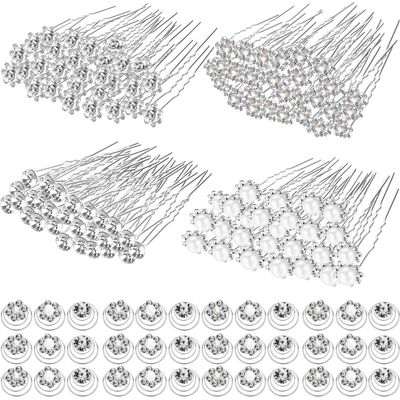 Yaomiao 116 Pcs Wedding Hair Jewels for Girls Spiral Hair Pins Rhinestone Hair Pins Bridal Hair Accessories Crystal Pearl Hair Clips Flower Spiral Hairstyles Pin for Women Girl Wedding Prom Party