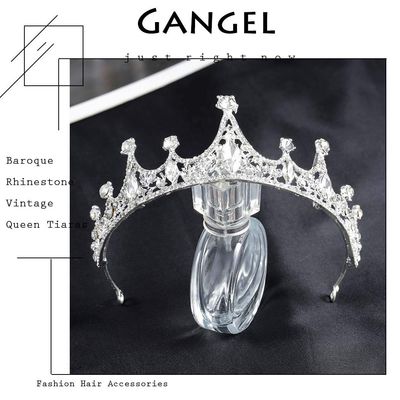 Gangel Baroque Rhinestone Crowns Vintage Queen Sliver Tiaras with Crystal Opal Crown Hair Accessories for Women And Girls Wedding Prom Birthday Party(1 pc)