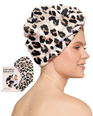 Kitsch Microfiber Hair Towel Wrap for Women - Valentines Gift for Her, Microfiber Towel, Super Absorbent, Quick Dry, Anti-Frizz - for Long and Short Hairs, Turbans for Women, Hair Wrap - Leopard