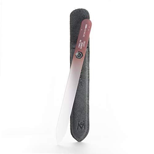 GERMANIKURE Czech Crystal Glass Nail File in Suede Leather Case - Collect Moments NOT Things - Professional Manicure &amp; Pedicure Products for Smooth Easy Shaping of Natural Nails