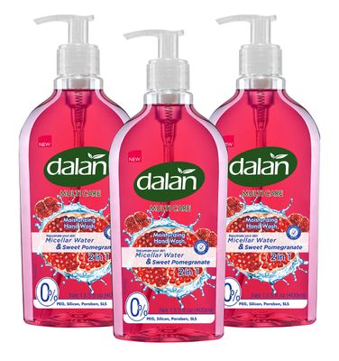 Dalan Sweet Pomegranate Multicare Ultra Moisturizing Liquid Hand Soap for Normal and Dry Hands Fresh Clean and Soft Feeling (13.5 Fl Oz / 400 mL (Pack of 3))