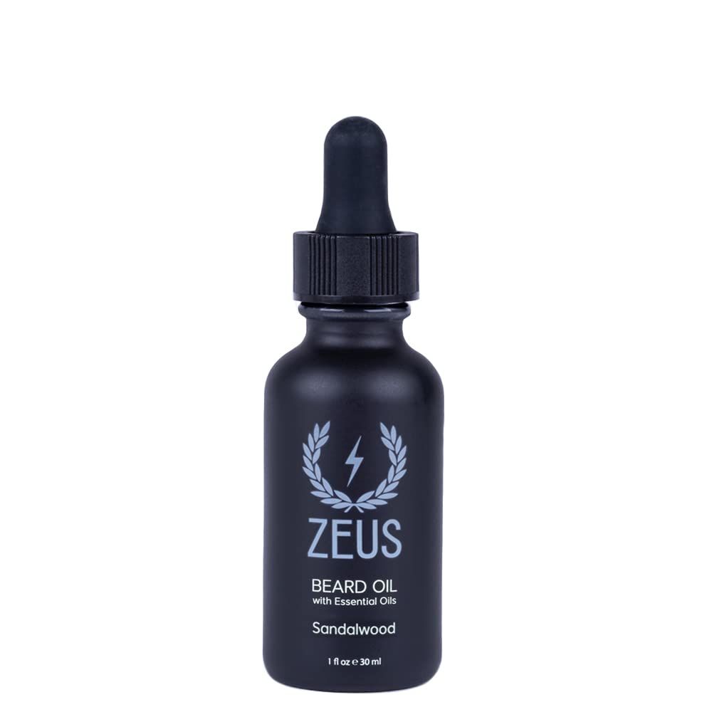 ZEUS Natural Beard Oil, Premium Conditioning Beard Oil to Soften Beard &amp; Mustache - MADE IN USA (Sandalwood) 1 oz.