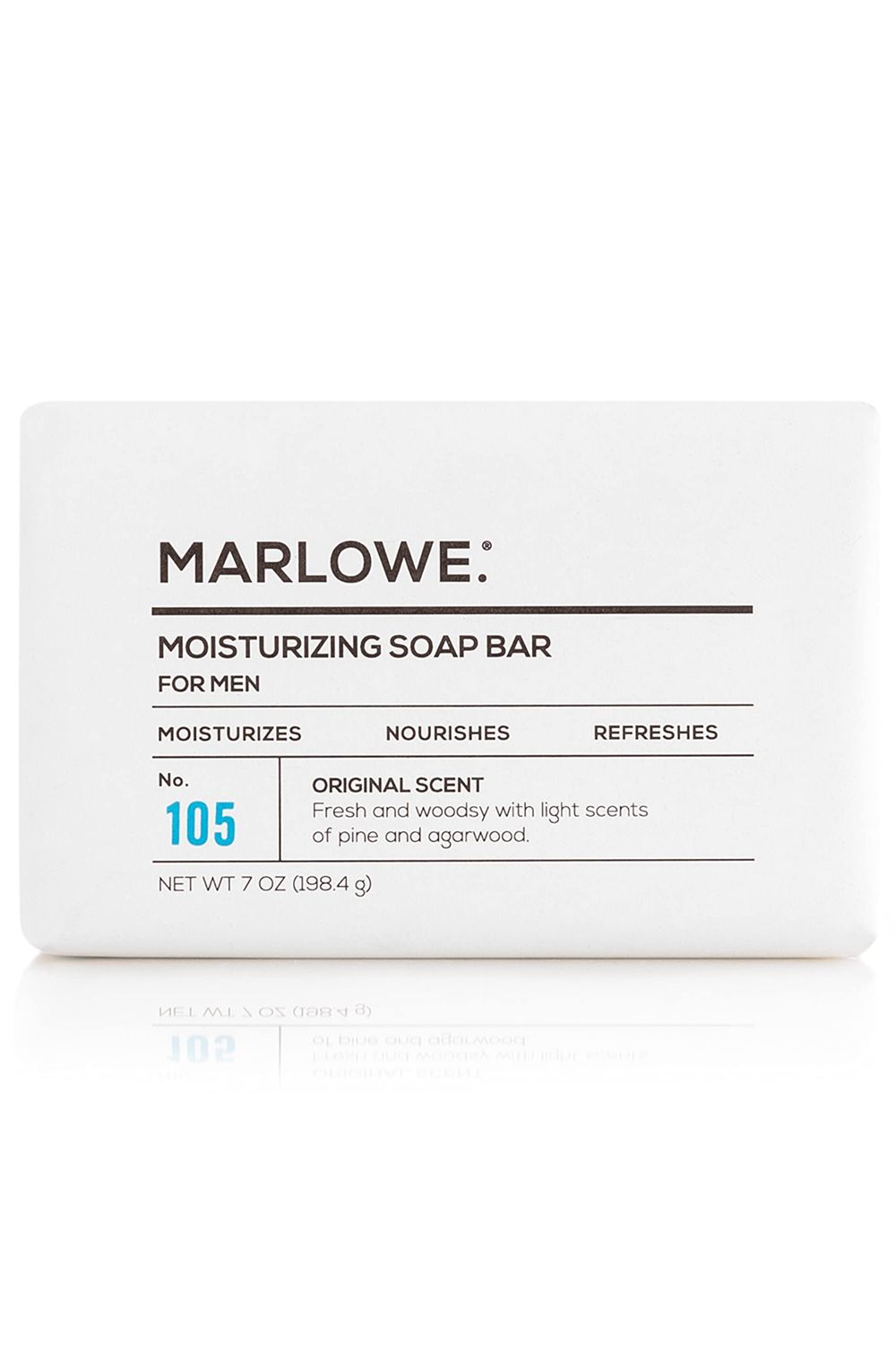 MARLOWE. No. 105 Bar Soap for Men 7 oz, Moisturizing Body Soap, Nourishing &amp; Refreshing with Natural Extracts, Shea Butter, Olive Oil &amp; Green Tea Extracts, Fresh Woodsy Scent