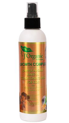 J&#39;Organic Solutions Kids Carrot &amp; Argan Leave-In Detangler with Jamaican Black Castor &amp; Coconut Oils, detangler for curly hair, Revitalize &amp; Sustain Healthy Hair