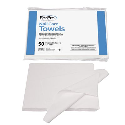 ForPro Professional Collection Original Nail Care Towels for Manicures and Pedicures, Lint-Free, Disposable Towels, 12&quot; x 16&quot;, 50-Count