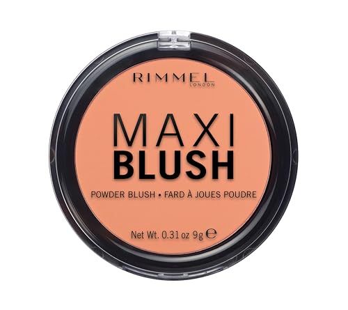 Rimmel London Maxi - 004 Sweet Cheeks - Blush Powder, Lightweight, Highly Pigmented, Blendable, 0.31oz