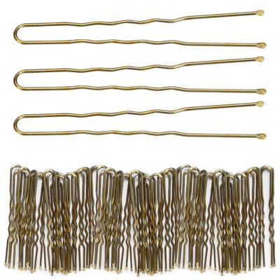 300 Bun Hair Bobby Pins U Shaped Pin with Box Hair Grips to Clip Ballet Hair Net for Women 6 CM/2.3 inch Golden