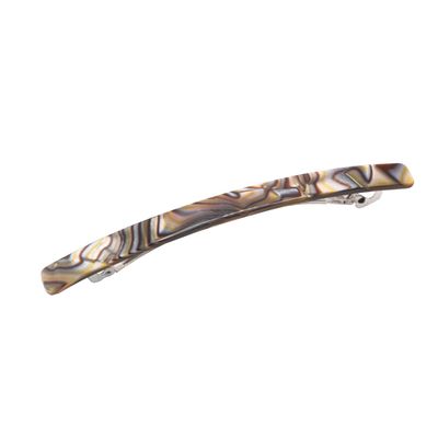 French Amie Long and Thin Large 4&quot; Celluloid Automatic Handmade Hair Clip for Girls Strong Hold No Slip Grip Hair Claw Clips for Women, Made in France (Onyx)
