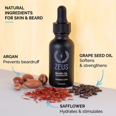 ZEUS Natural Beard Oil, Premium Conditioning Beard Oil to Soften Beard &amp; Mustache - MADE IN USA (Sandalwood) 1 oz.