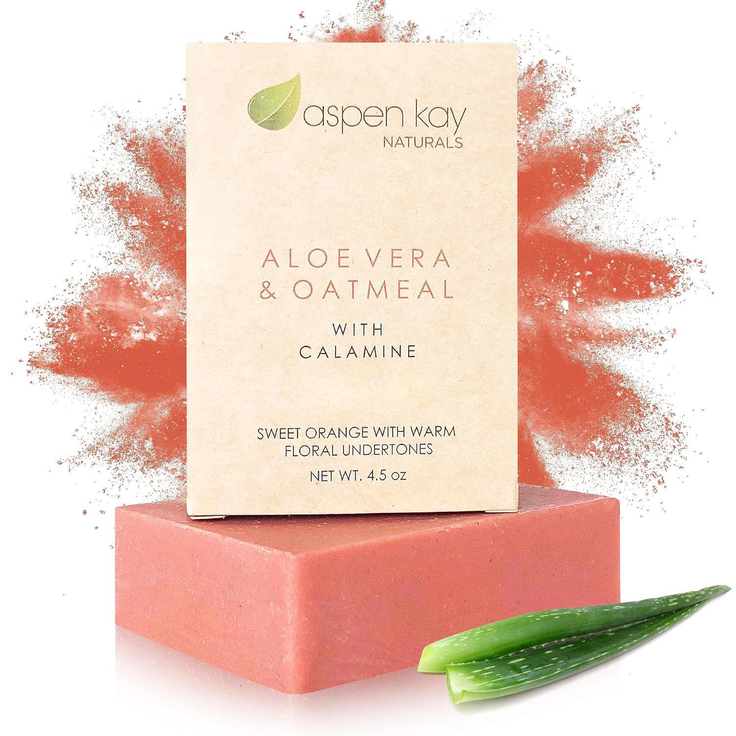 Aspen Kay Naturals Handmade Calamine Soap Bar for Face &amp; Body - Organic Aloe Vera &amp; Colloidal Oats - Natural Soap with Organic Skin Loving Oil - Gentle Soap - Made in the USA 4.5 oz