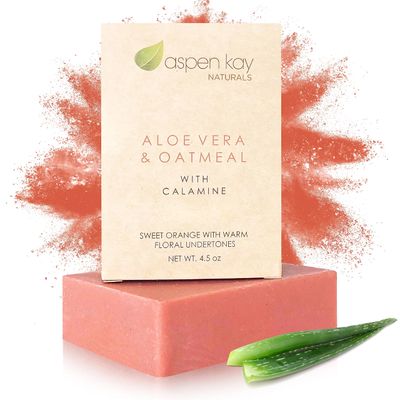 Aspen Kay Naturals Handmade Calamine Soap Bar for Face &amp; Body - Organic Aloe Vera &amp; Colloidal Oats - Natural Soap with Organic Skin Loving Oil - Gentle Soap - Made in the USA 4.5 oz