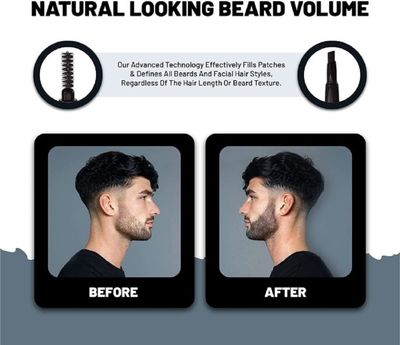 VOID Homme Black Beard Filler Pen Kit - Fuller, Natural-Looking Beard with Waterproof Pencil, Liner, and Marker