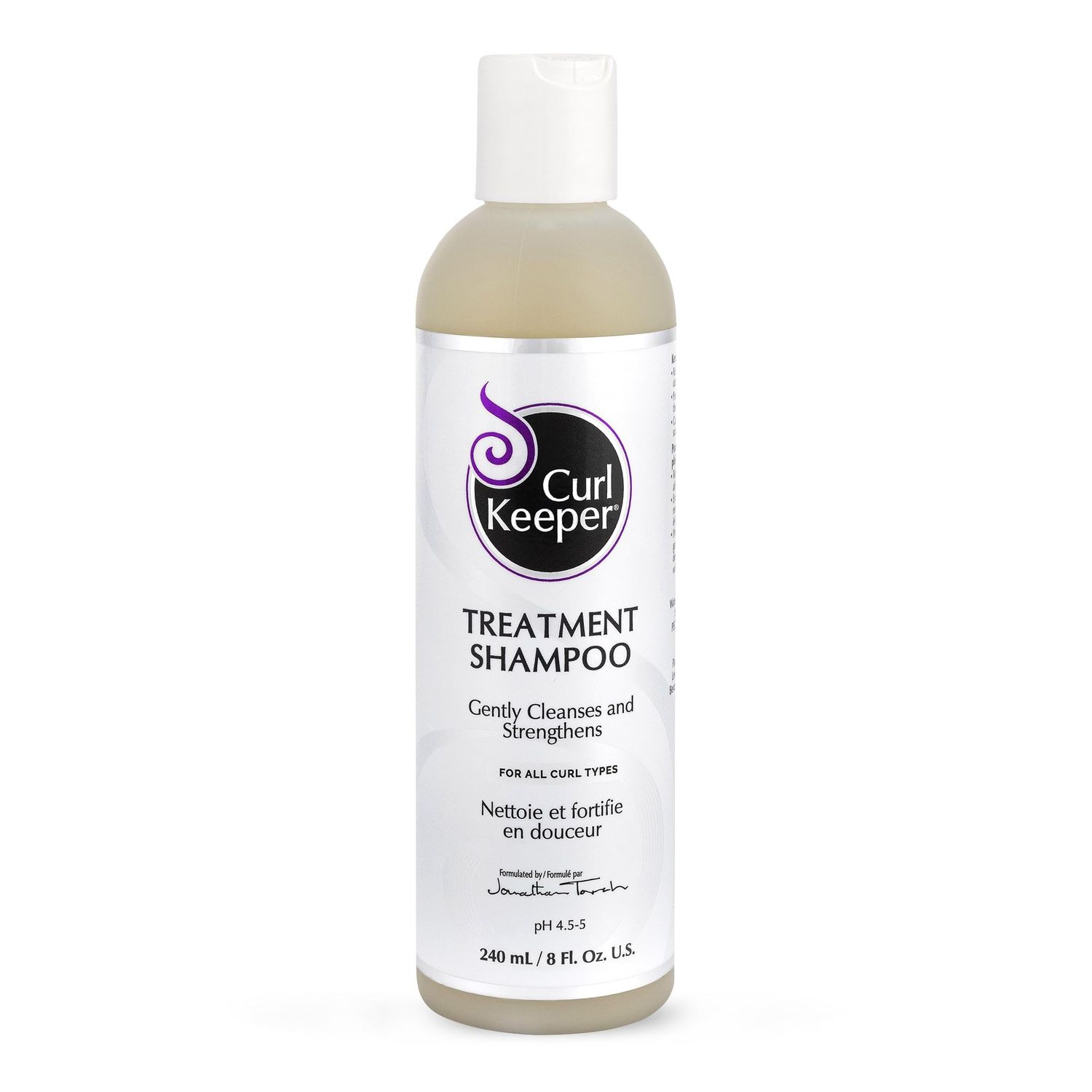 Curl Keeper Treatment Shampoo for Curly Hair, 8 Fl Oz - Daily Hair Shampoo Gently Cleanses &amp; Strengthens All Curl Types - Rebuilds &amp; Restores Damaged Hair - Water Based &amp; Sulfate Free Shampoo