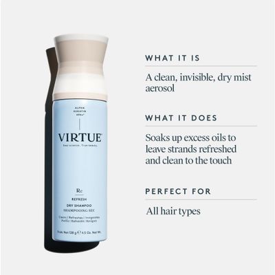 VIRTUE Dry Shampoo Spray for Oily Hair, Sulfate Free, Safe for All Hair Types, Color Safe