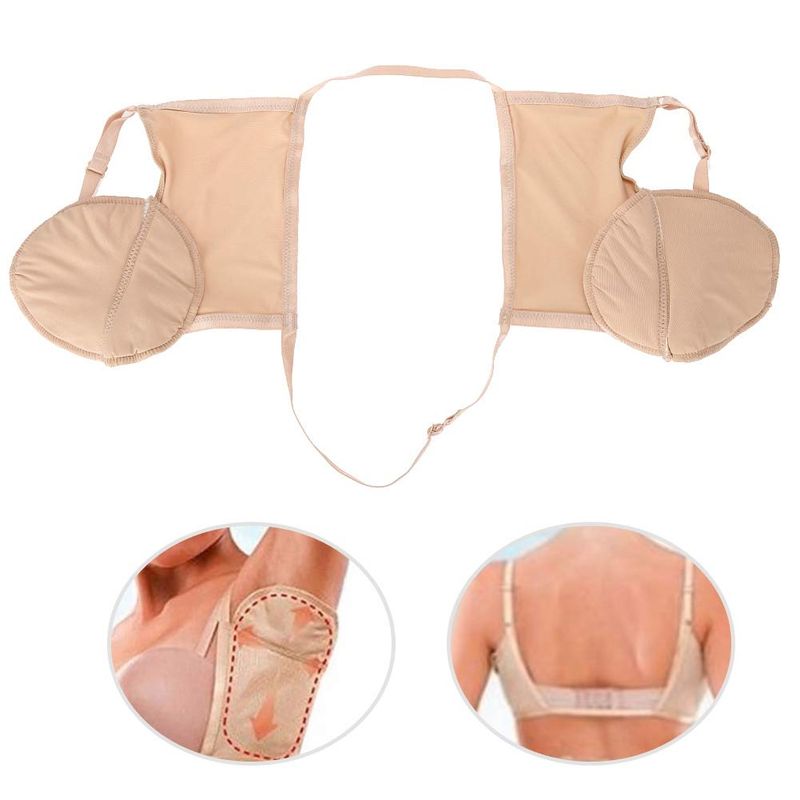 Reusable Underarm Sweat Pads, Skin Tone Cotton Armpit Sweat Guard Pads, Underarm Sweat Absorbing Bra With Adjustable Elastic Shoulder Strap, Sweat Armpit