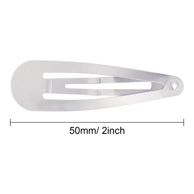 Hotop 50 Pack Snap Hair Clips Hair Barrettes for Kids, Girls and Women, 50 mm (Silver)