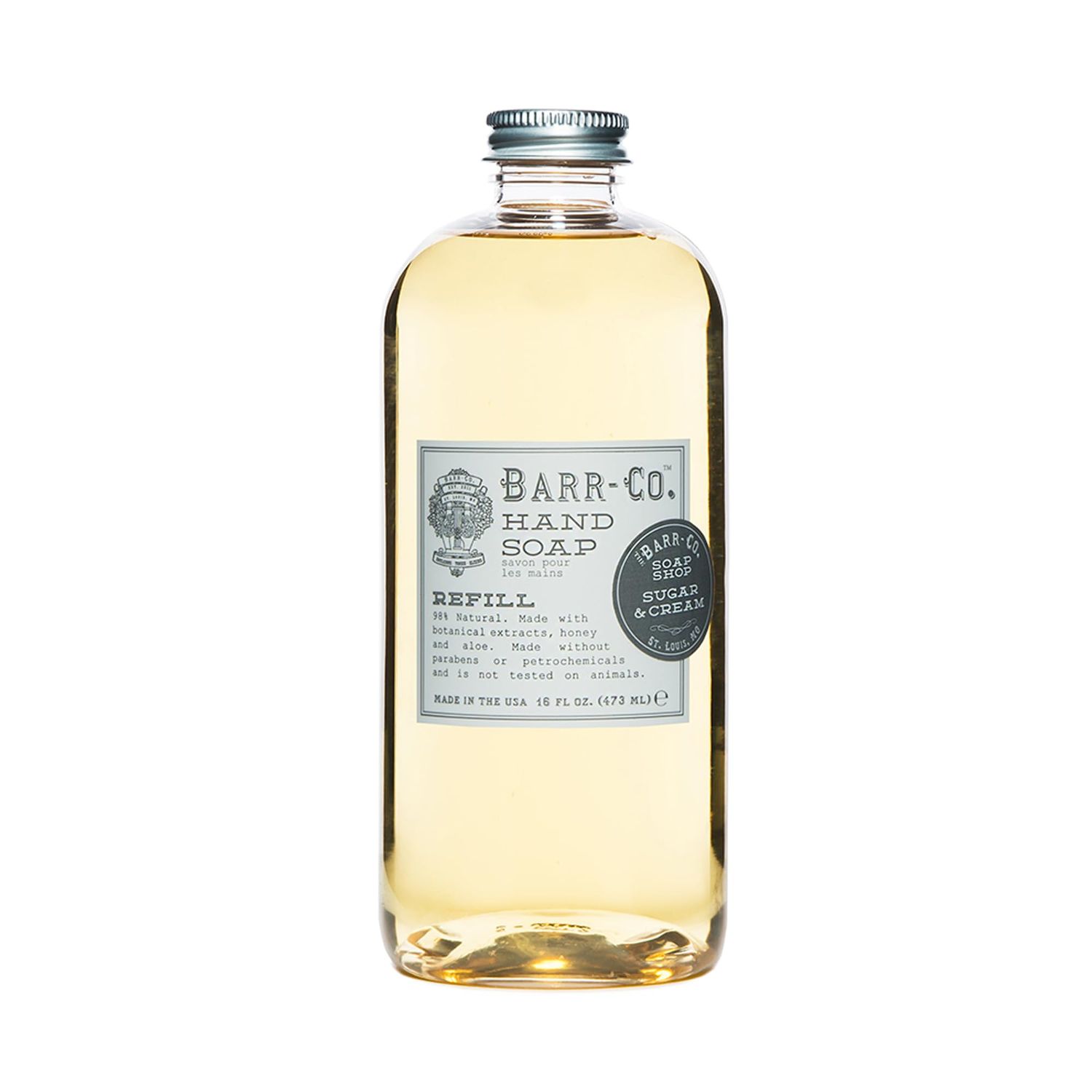 BARR-CO. Sugar &amp; Cream Hand Soap Refill, Blend of Sweet Cream, Coconut &amp; Sugar, Natural Liquid Soap for Bathroom &amp; Kitchen, Vegan Formula, 16 fl oz