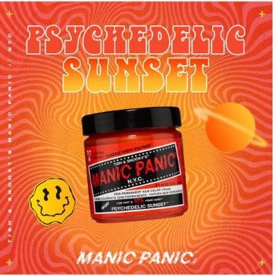 MANIC PANIC Psychedelic Sunset Neon Orange Hair Dye - Classic High Voltage - Semi Permanent Radiant, Fiery, Neon Orange Hair Color - Vegan, PPD And Ammonia Free (4oz)